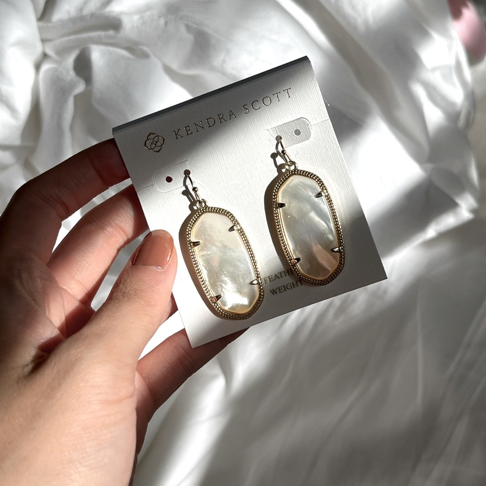 Elle Gold Drop Earrings in Ivory Mother-of-Pearl